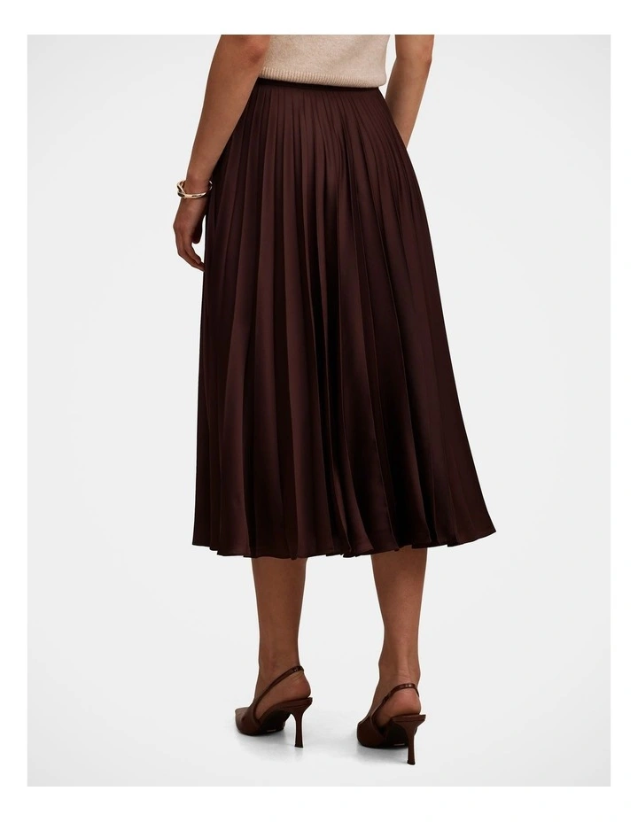 Danielle Pleated Midi Skirt in Chocolate image 2