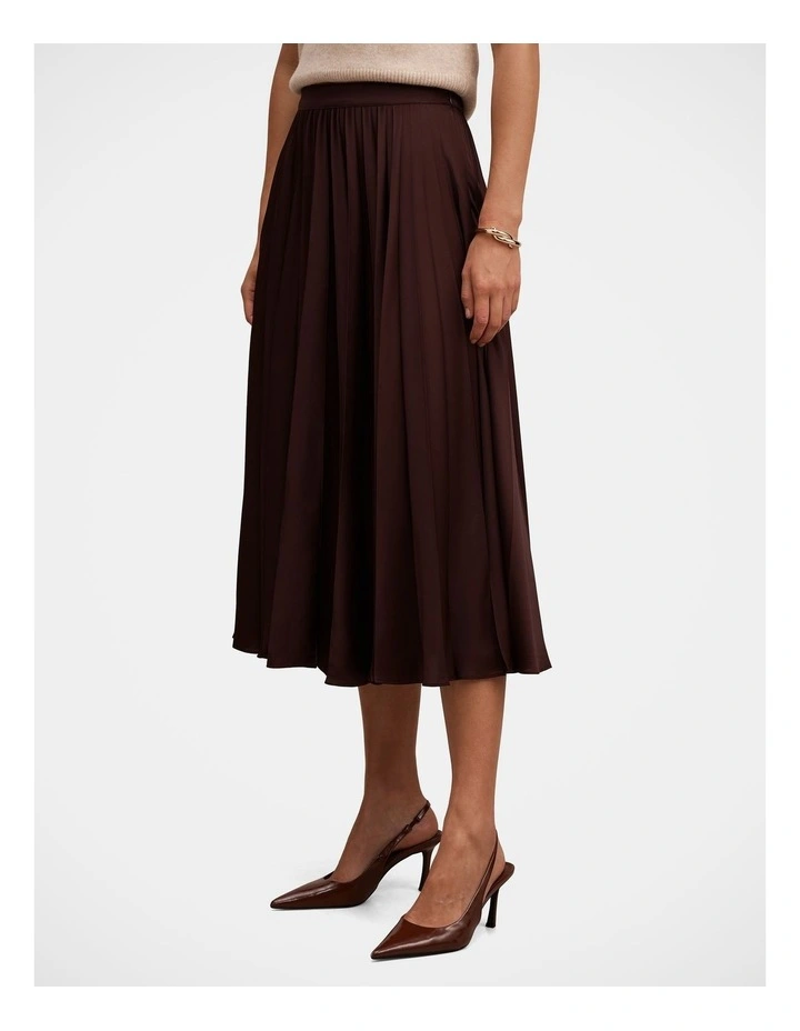 Danielle Pleated Midi Skirt in Chocolate image 3
