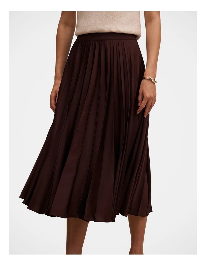 Danielle Pleated Midi Skirt in Chocolate image 4
