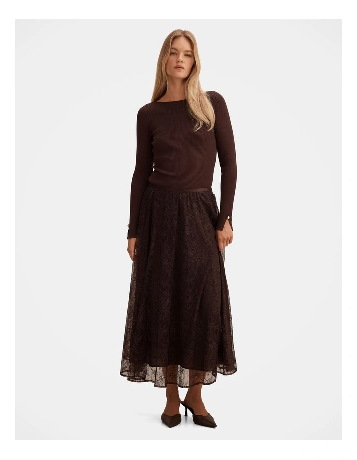 Heather Midi Skirt in Brown image 5