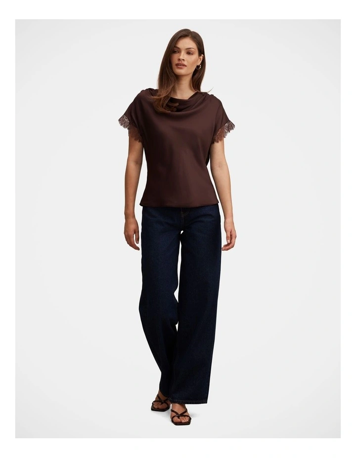 Tate Lace Trim Top in Brown image 5