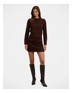 Natalie Knitted Mini Skirt in Chocolate