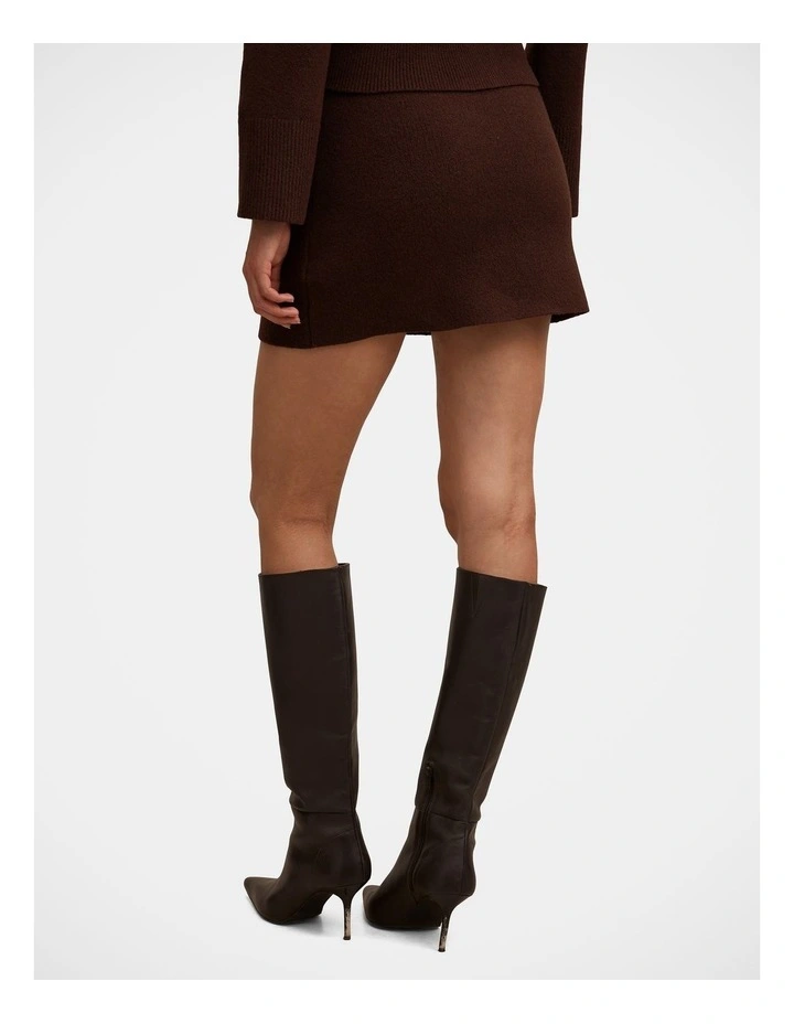 Natalie Knitted Mini Skirt in Chocolate image 2