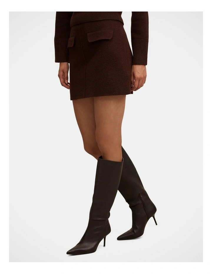 Natalie Knitted Mini Skirt in Chocolate image 3