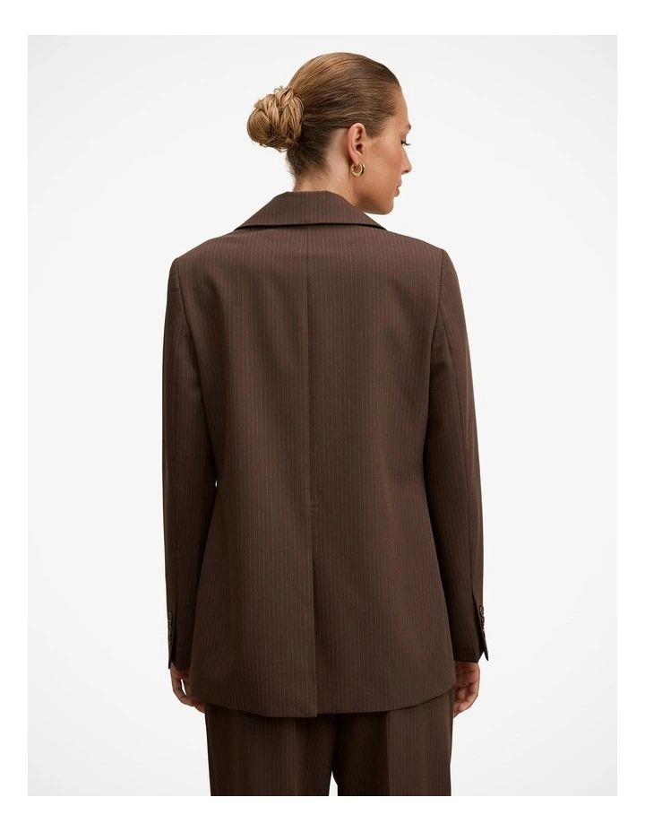 Bree Pinstripe Single Breasted Blazer in Brown image 2