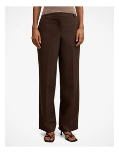 Bree Pinstripe Mid Rise Pant in Brown