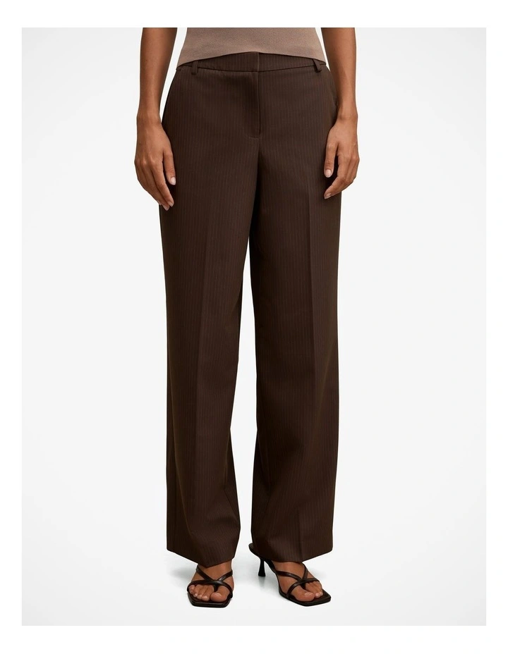 Bree Pinstripe Mid Rise Pant in Brown image 1