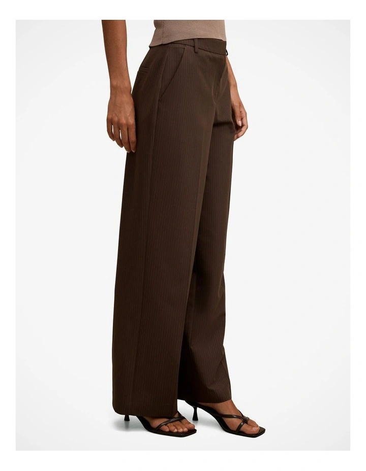 Bree Pinstripe Mid Rise Pant in Brown image 3