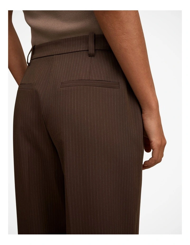 Bree Pinstripe Mid Rise Pant in Brown image 4