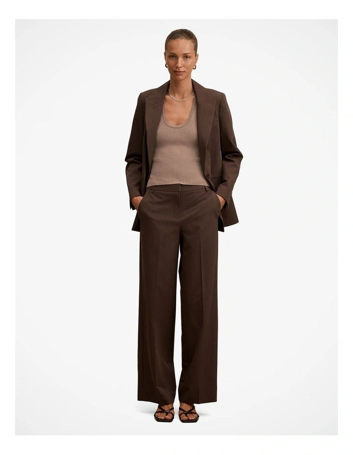 Bree Pinstripe Mid Rise Pant in Brown image 5