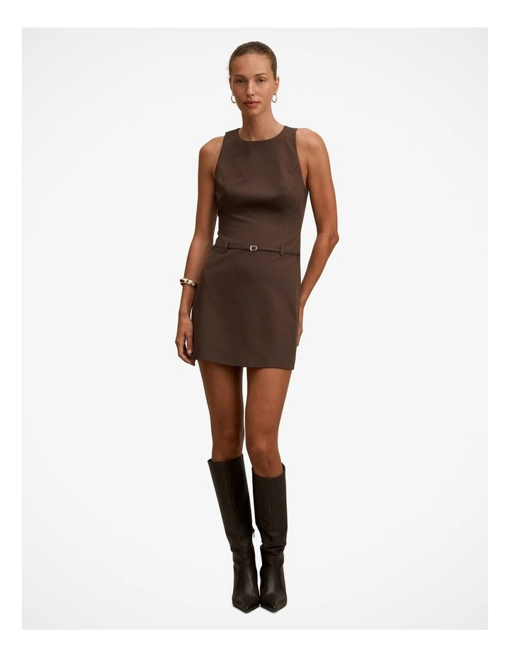 Essie Pinstripe Mini Dress in Brown image 5