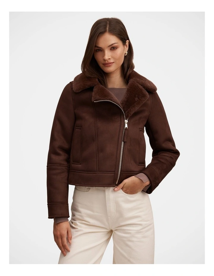 Juniper Aviator Jacket in Chocolate image 1