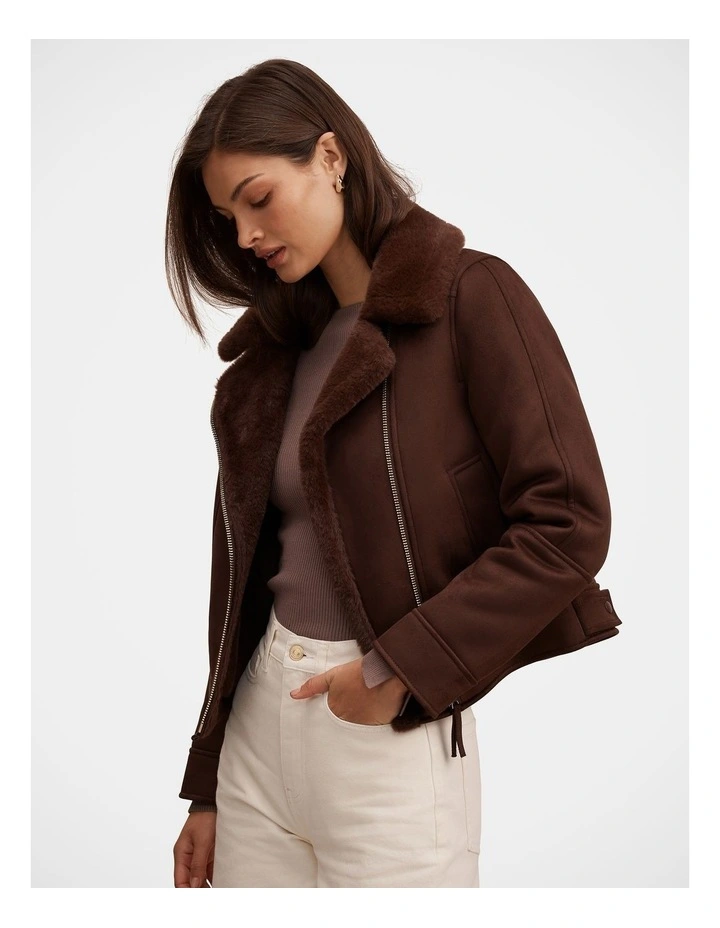 Juniper Aviator Jacket in Chocolate image 3