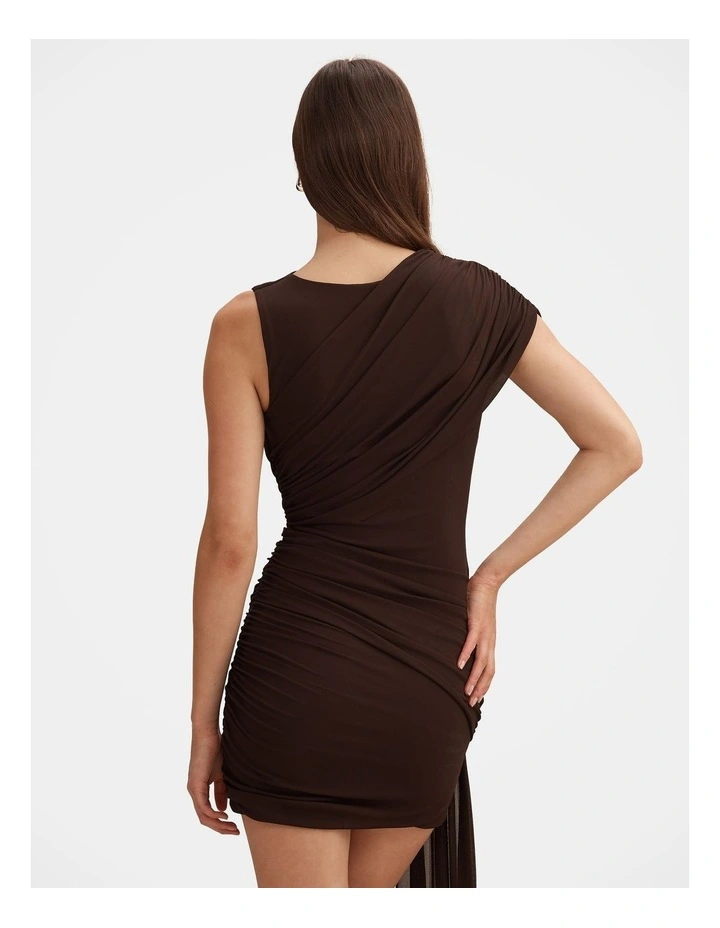 Rosalie Jersey Tie Mini Dress in Brown image 2