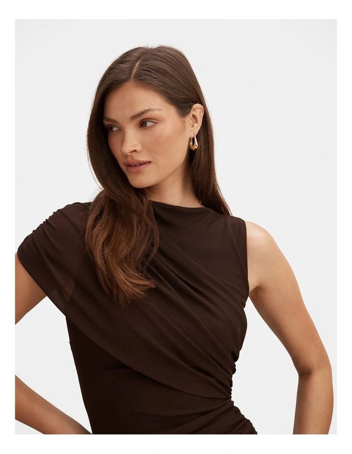 Rosalie Jersey Tie Mini Dress in Brown image 4