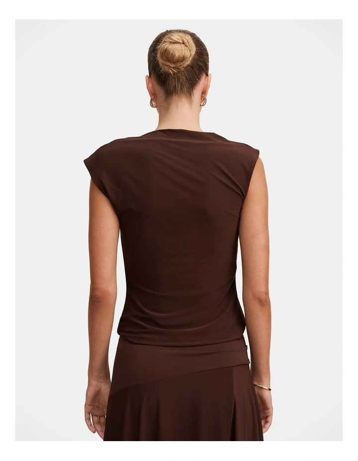 Logan Asymmetric Shoulder Top in Brown image 2