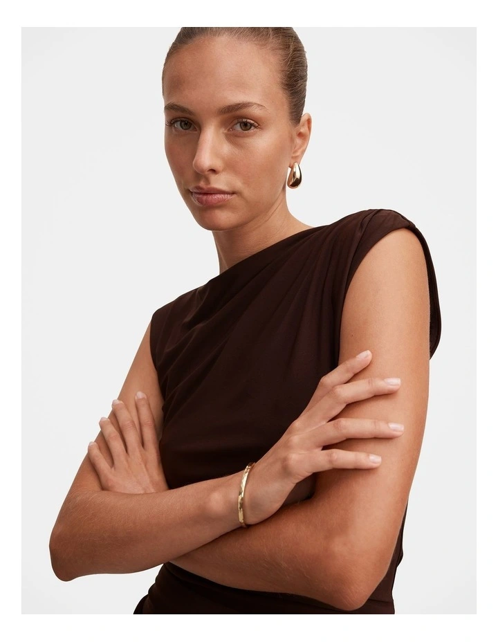 Logan Asymmetric Shoulder Top in Brown image 4