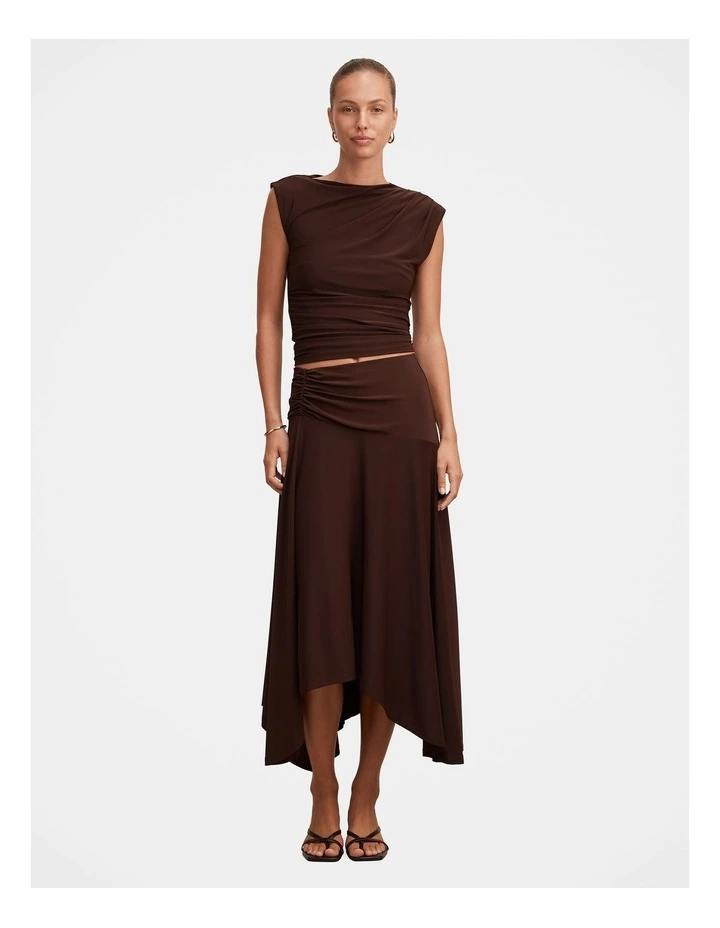 Logan Asymmetric Shoulder Top in Brown image 5