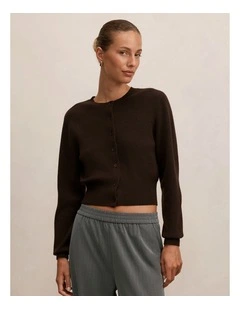 Poppy Cinched Waist Cardigan in Brown