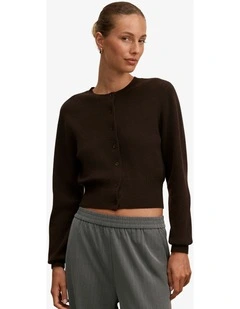 Poppy Cinched Waist Cardigan in Brown