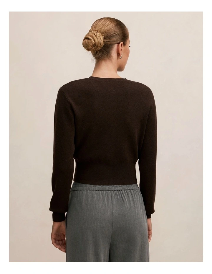 Poppy Cinched Waist Cardigan in Brown image 2