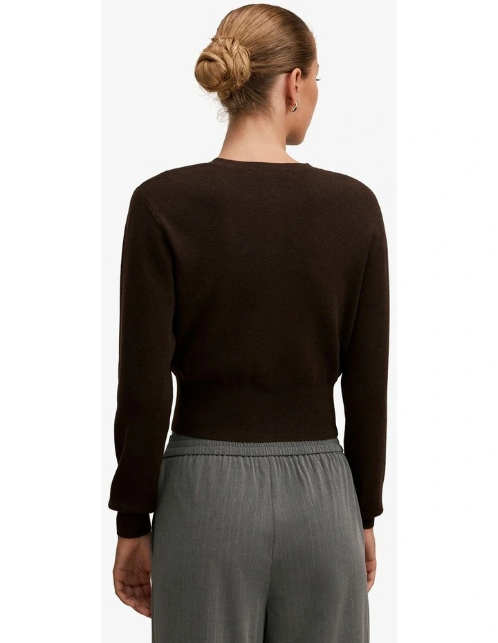Poppy Cinched Waist Cardigan in Brown image 2