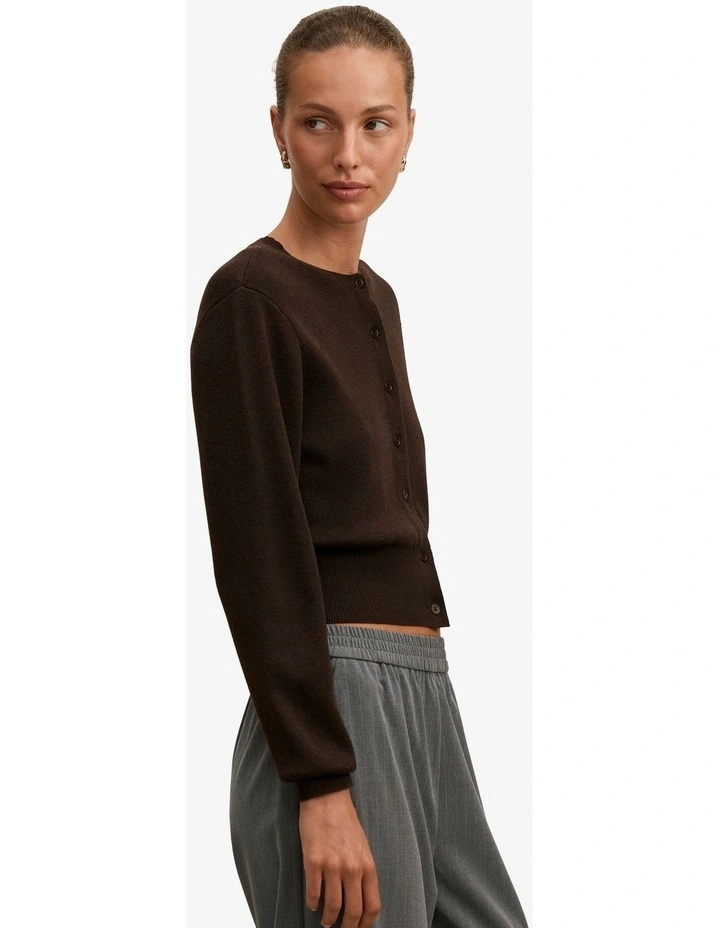 Poppy Cinched Waist Cardigan in Brown image 3