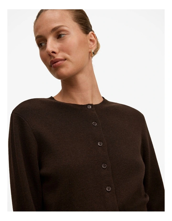 Poppy Cinched Waist Cardigan in Brown image 4