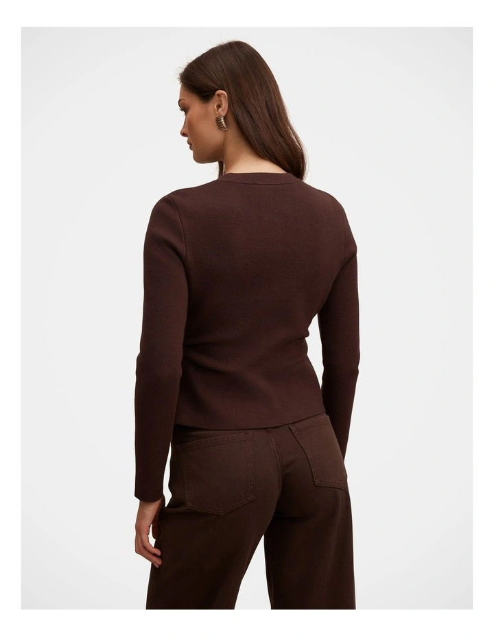 Valencia Structured Knitted Cardigan in Brown image 2
