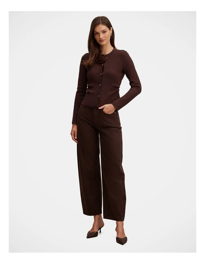 Valencia Structured Knitted Cardigan in Brown image 5