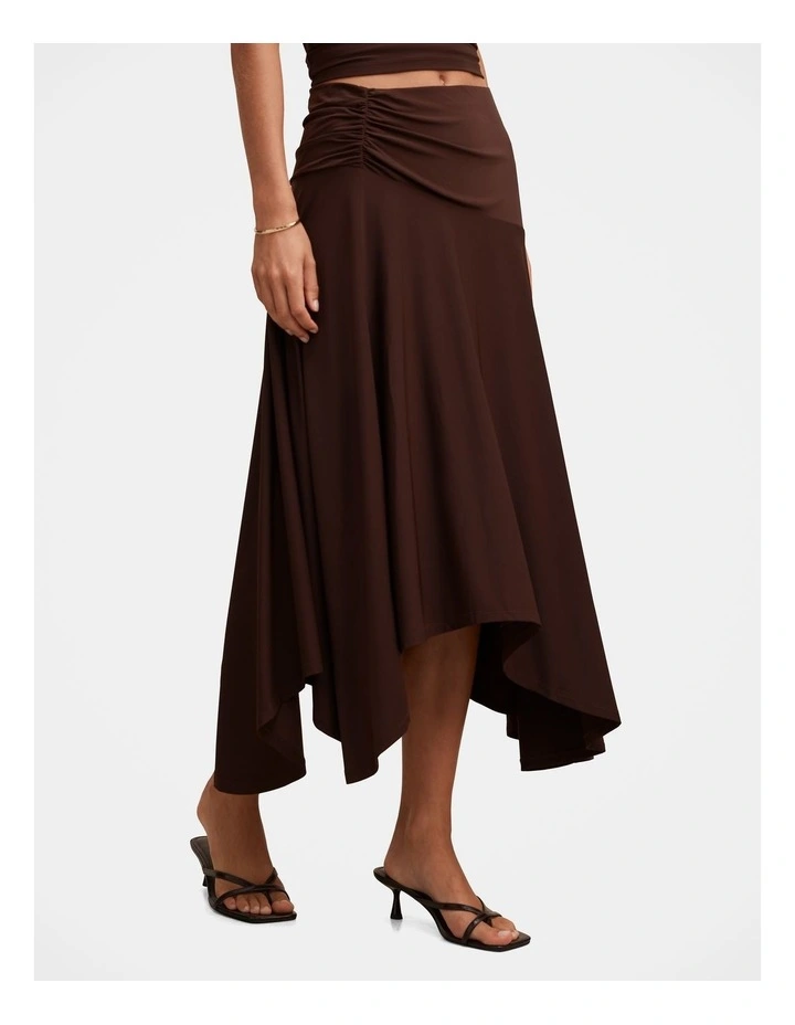 Ariel Godet Hanky Hem Skirt in Brown image 3