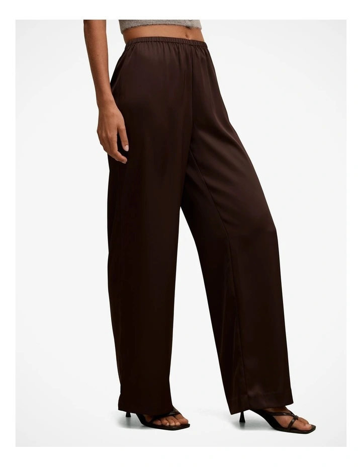 Sara Satin Wide Leg Pant in Chocolate image 3