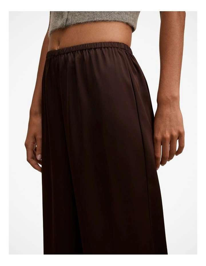 Sara Satin Wide Leg Pant in Chocolate image 4
