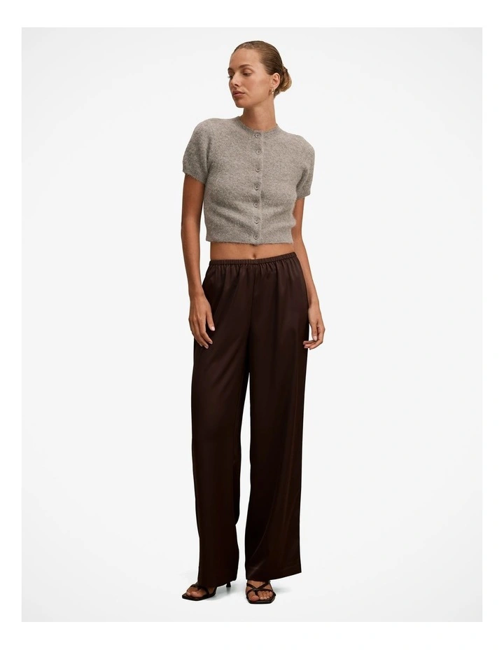 Sara Satin Wide Leg Pant in Chocolate image 5