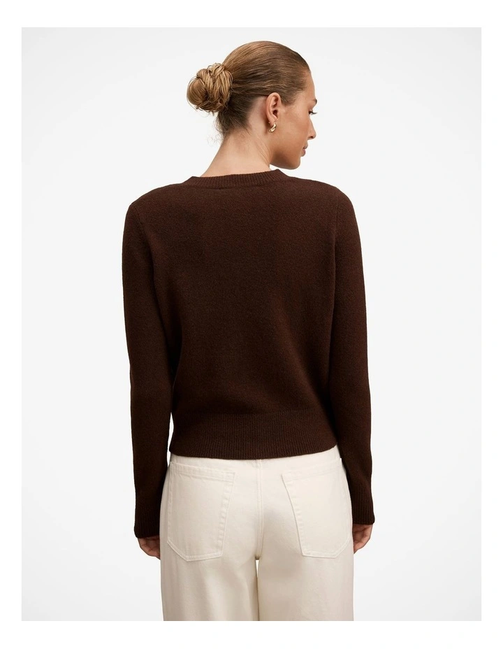 May Crew Neck Cardigan in Brown image 2