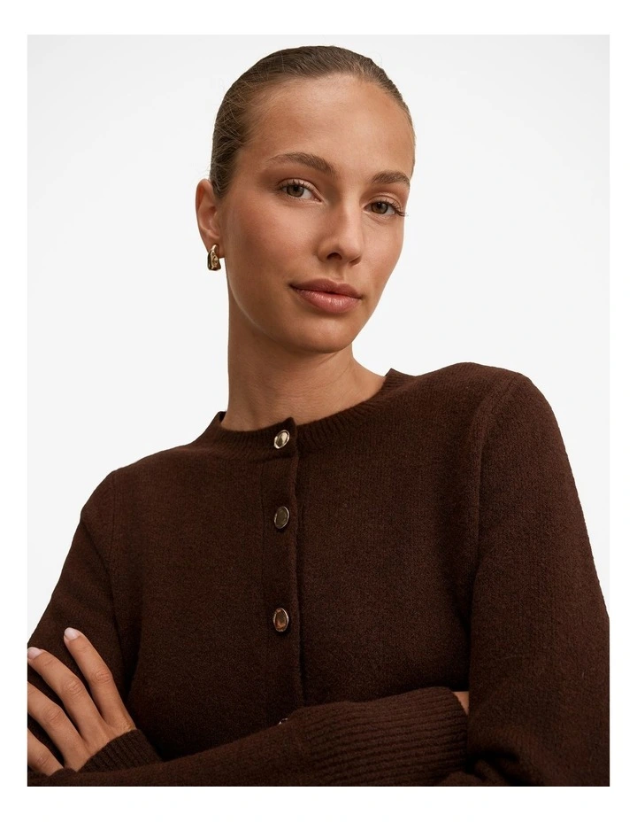 May Crew Neck Cardigan in Brown image 4
