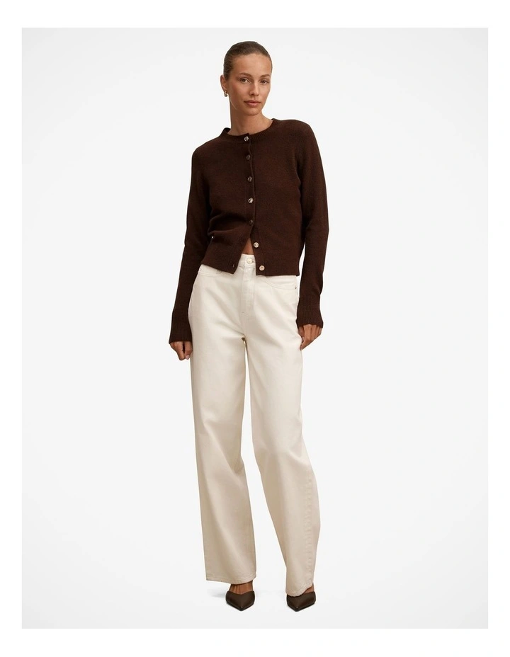 May Crew Neck Cardigan in Brown image 5