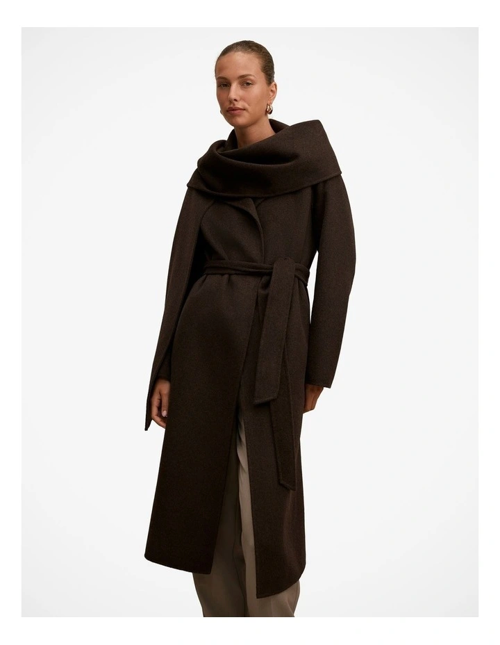 Emily Felled Scarf Coat in Brown image 1