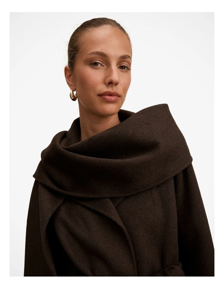 Emily Felled Scarf Coat in Brown image 4