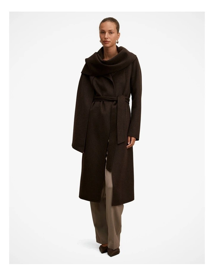 Emily Felled Scarf Coat in Brown image 5