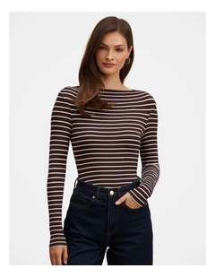 Jasmine Straight Neck Top in Brown