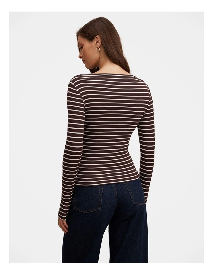 Jasmine Straight Neck Top in Brown image 2