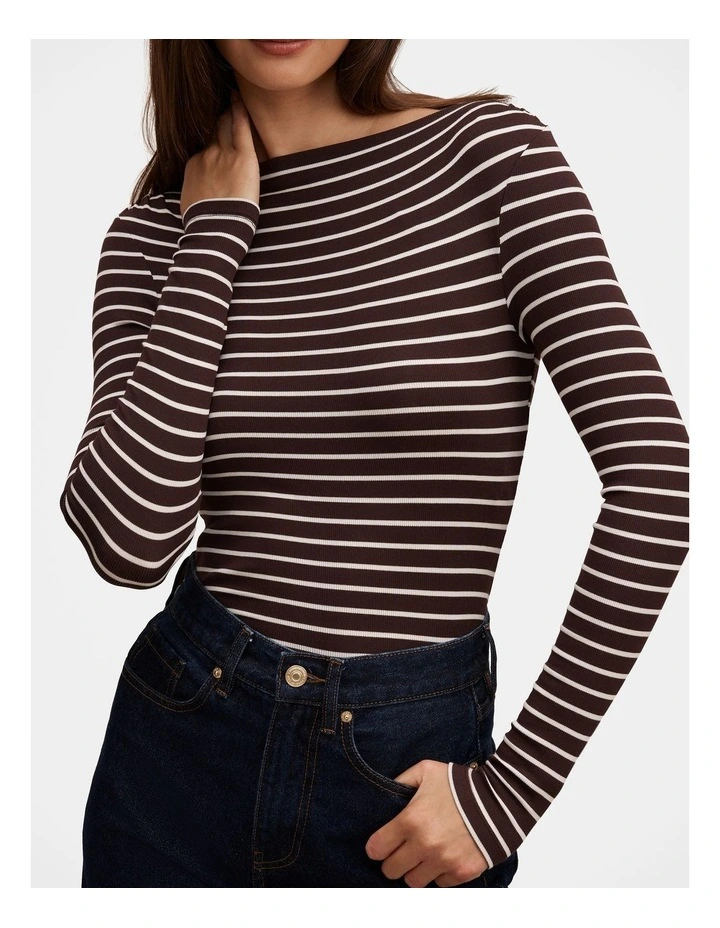 Jasmine Straight Neck Top in Brown image 4