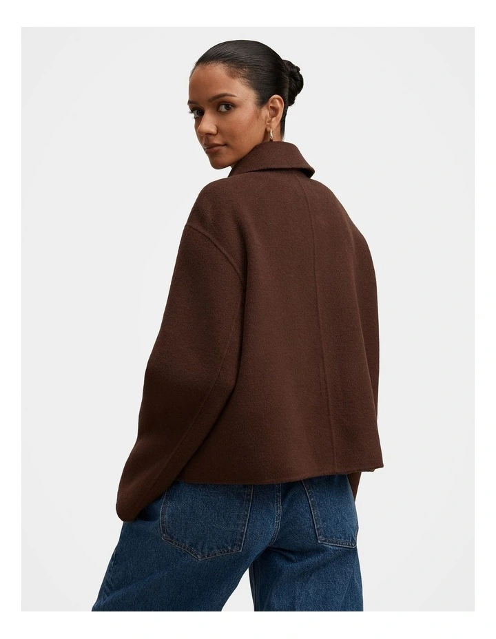 Eden Zip Through Felled Jacket in Brown image 2