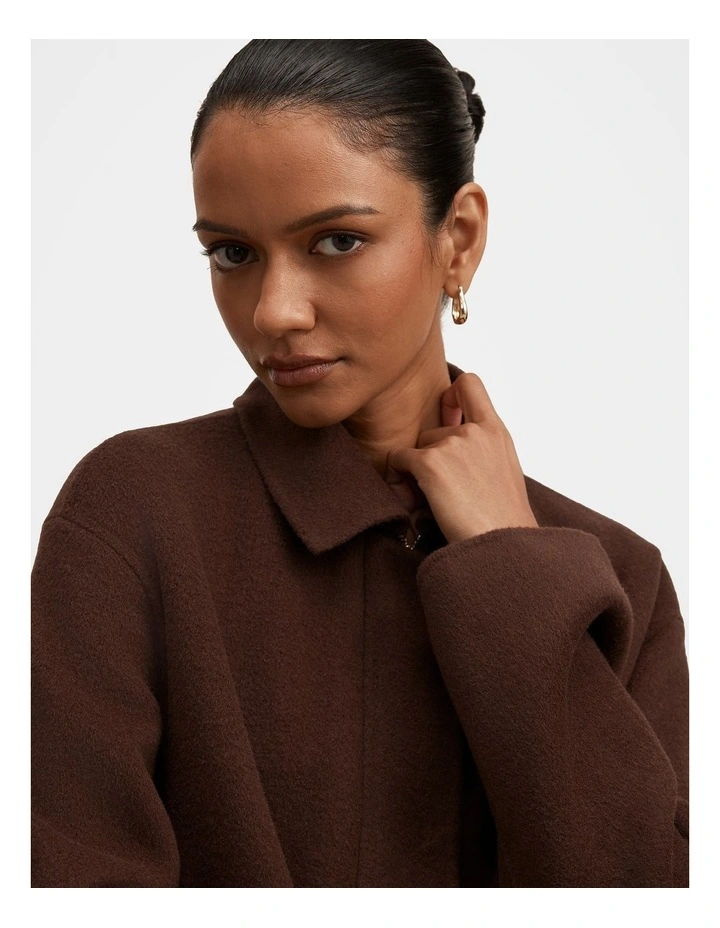 Eden Zip Through Felled Jacket in Brown image 4