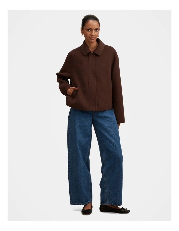 Eden Zip Through Felled Jacket in Brown image 5