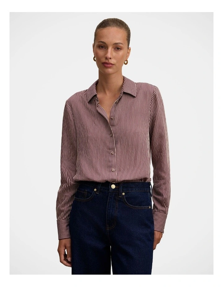Solara Striped Shirt in Burgundy image 1