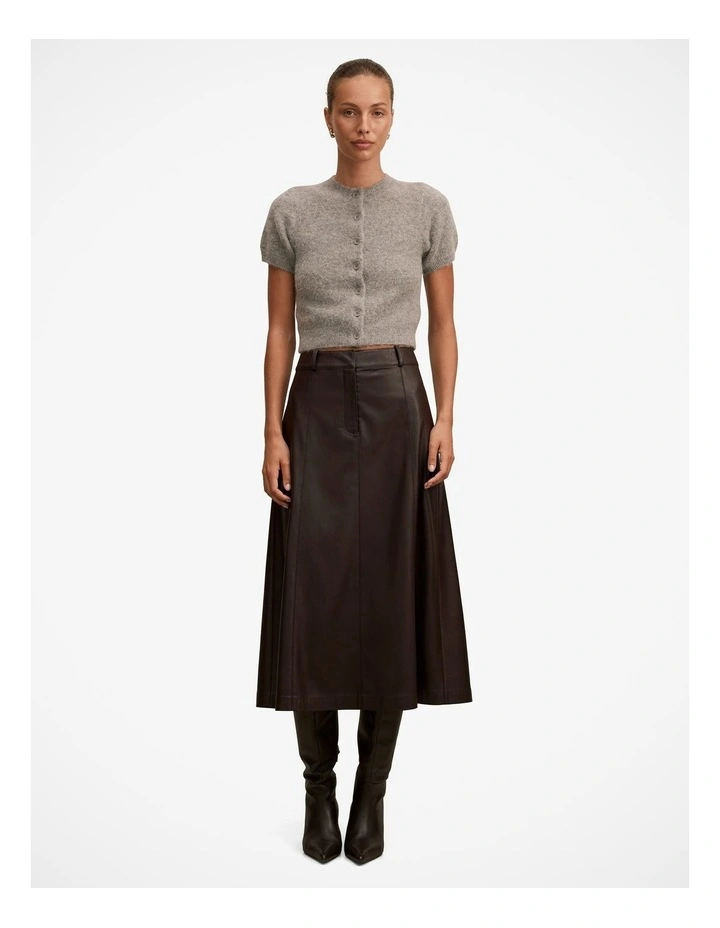 Isla Vegan Leather Midi Skirt in Red image 5