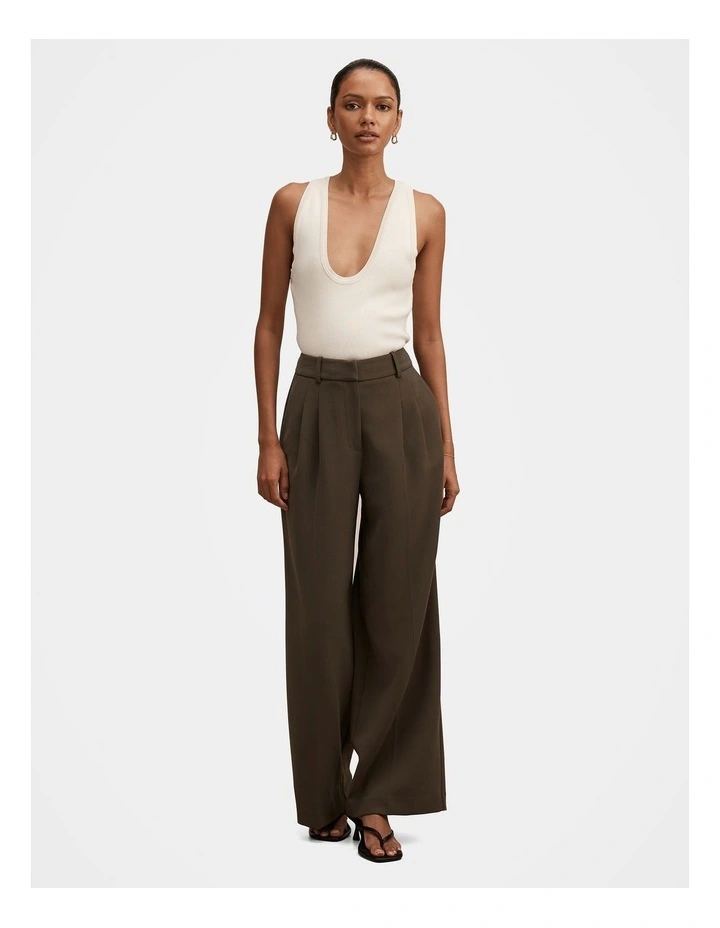 Eva Pleated Wide Leg Pant in Green image 5