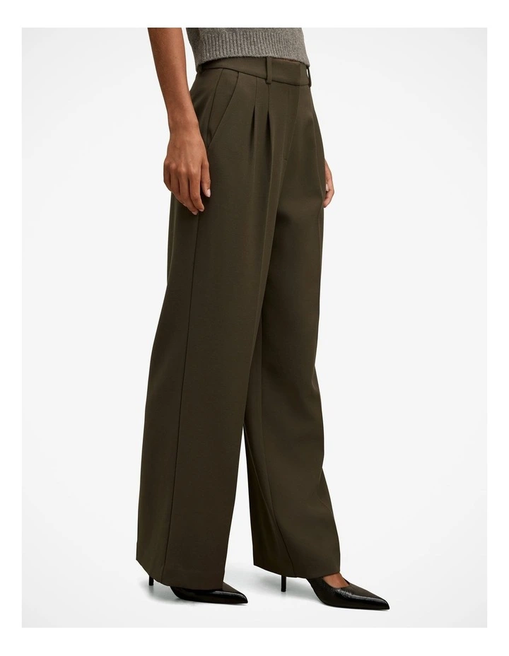 Eva Pleated Wide Leg Pant in Green image 3